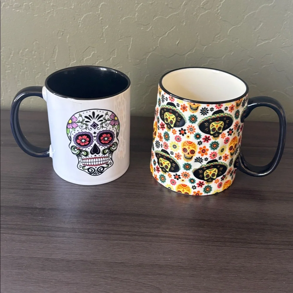 Two Sugar Skull Coffee Tea‎ Mugs NWT (2)